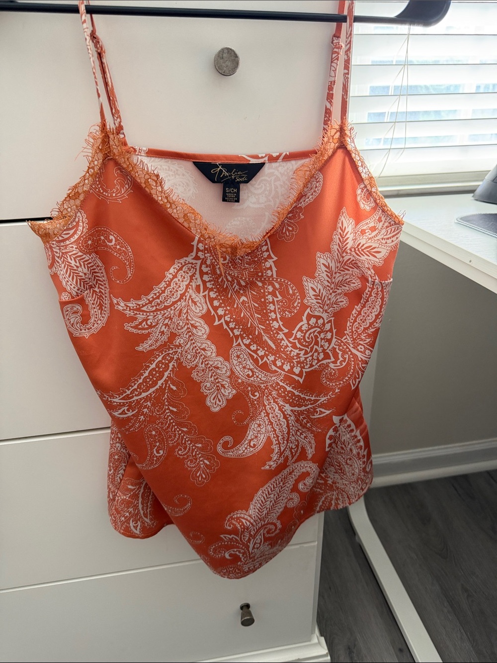 ANTONIO MELANI Orange Paisley Lace-Trim Camisole